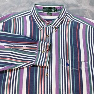 Knights of Round Table Vintage Striped Button Down Shirt XL Multicolor Cotton